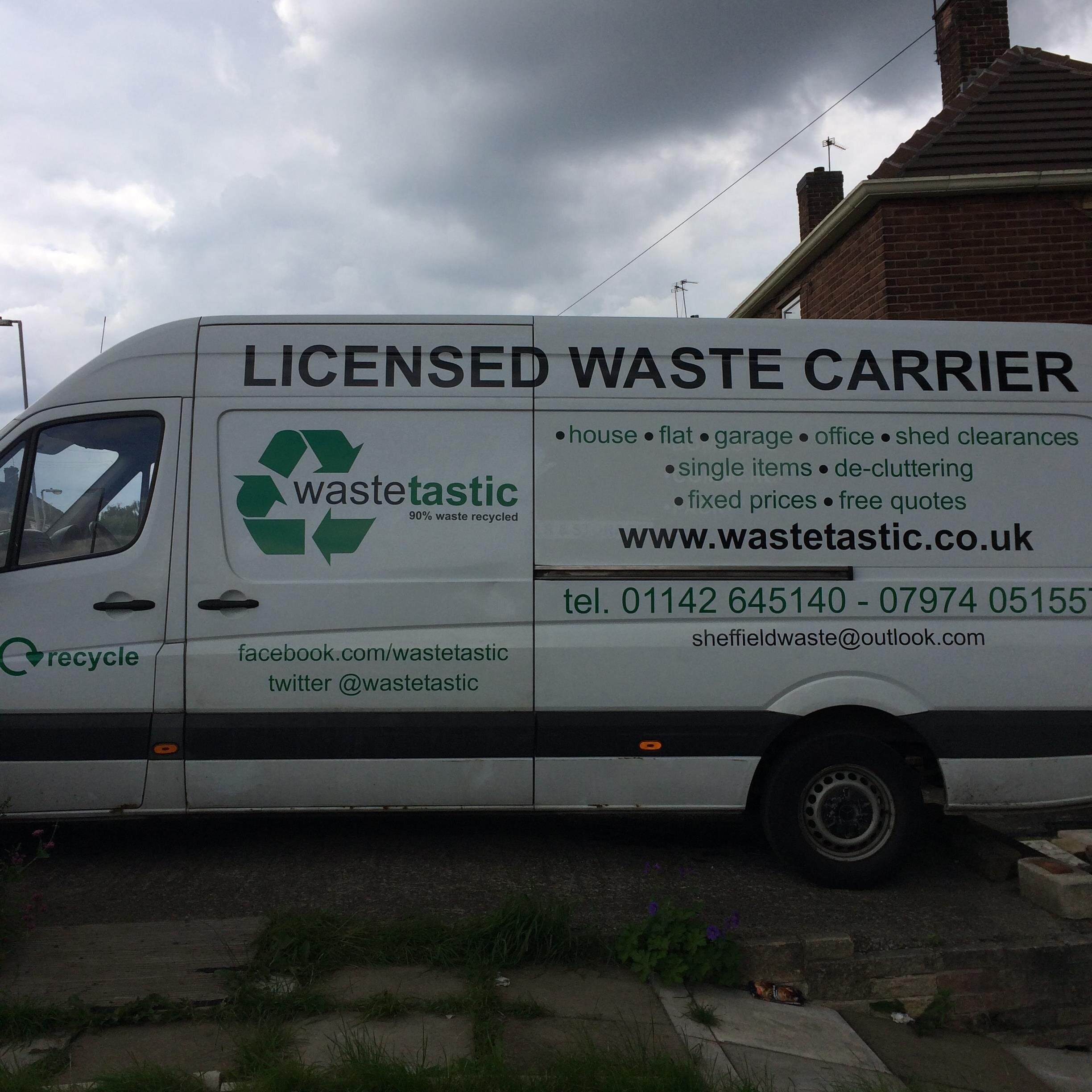 Wastetastic are based in Sheffield and can dispose of anything from a single item to a full house, garage, shed or office. We are a licensed waste carrier