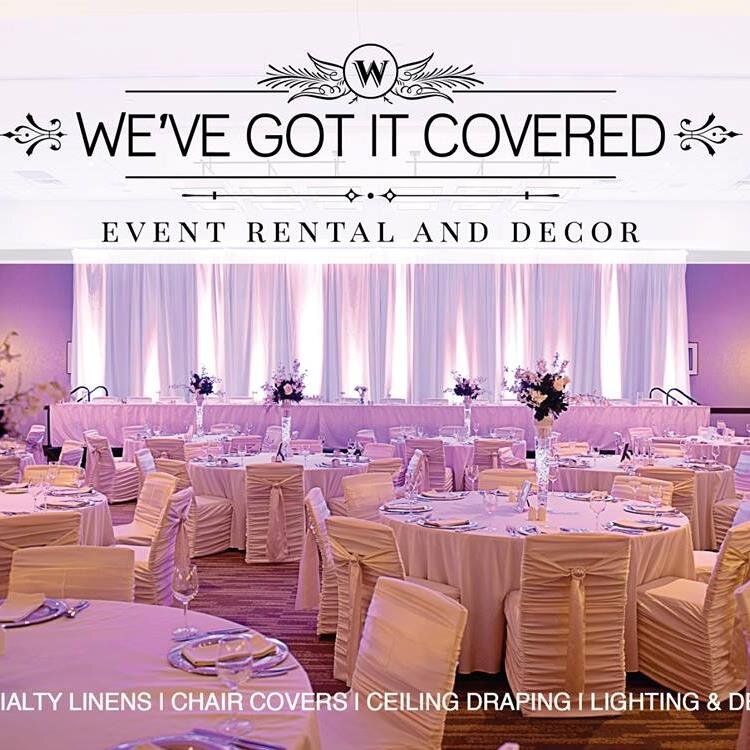 wevegotcovered's profile picture. A full service event rental company offering elegant and affordable linens, draping, chair covers, lighting, and decor.