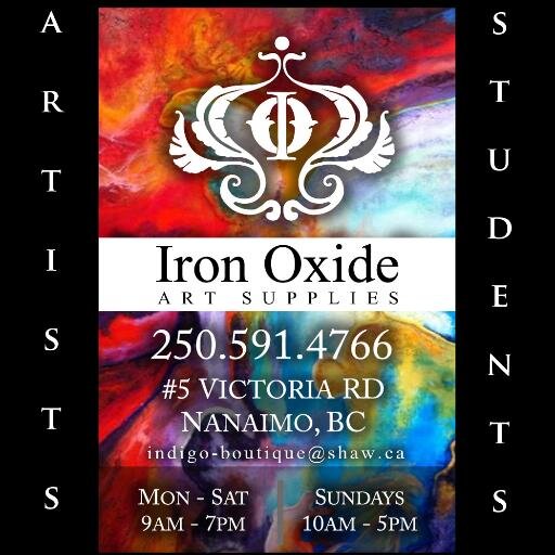 Iron Oxide Art Supplies is Nanaimo's premier art supply store.  It began as a section in the House of Indigo Boutique and moved in Jan 2014 to the old Firehall.