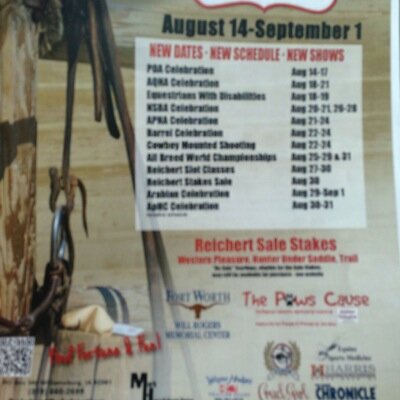 The Reichert Celebration is one of the largest all breed horse shows is the world held in Fort Worth, TX August 14 - September 1, 2014. http://t.co/WIeeSVPVKx