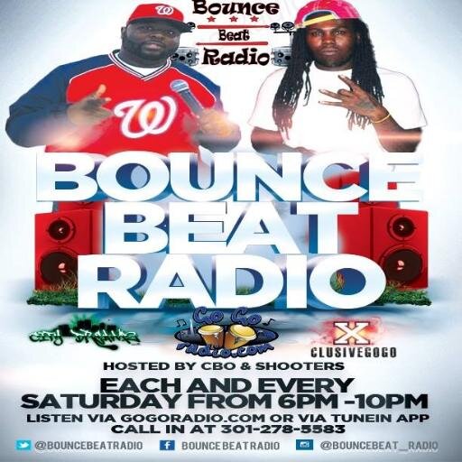 Bounce Beat Radio is the livest Internet GoGo Station in the DMV, each Saturday from 6pm-10pm. Call us up (301) 278-5583