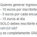 Responde encuestas y gana dinero, inscribete  en  http://t.co/CO9S8l9g1r TOTALMENTE GRATIS