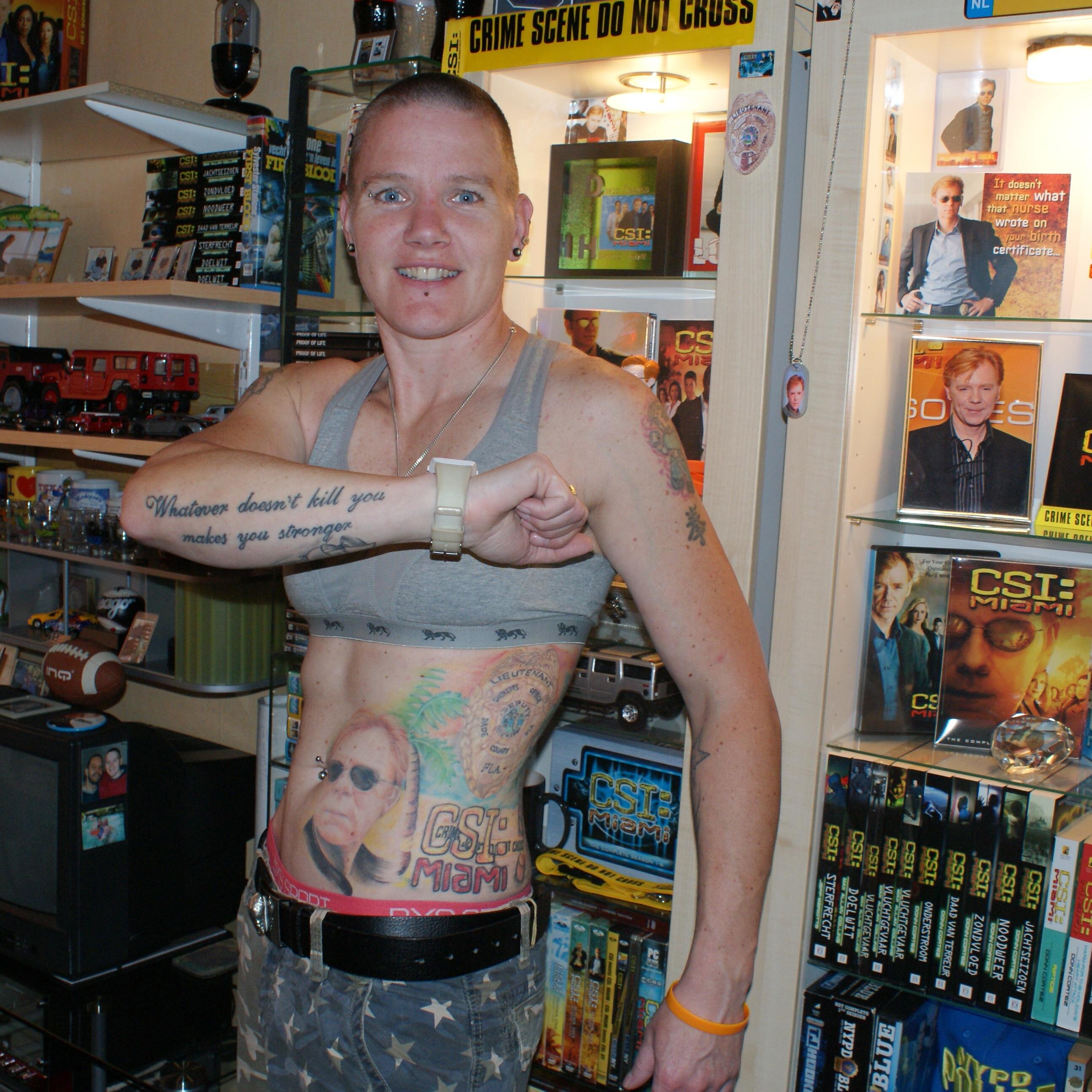 I'm 43, married, have 5 kids and 3 grandkids. I also have a few tattoos and I'm a huuuuuge David Caruso fan, cuz he's CARUSOLICIOUS