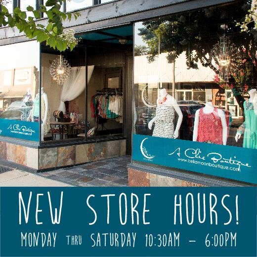 A chic boutique for juniors, ladies and misses. Open Mon-Sat 10:30am-6:00pm