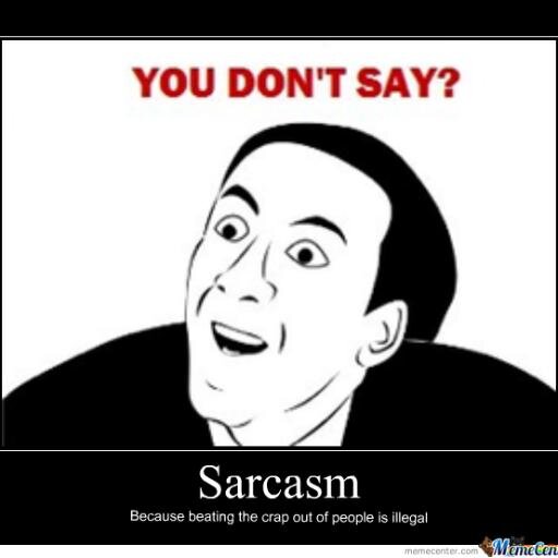 sarcasm; the ability of insulting idiots without them reailizing it..