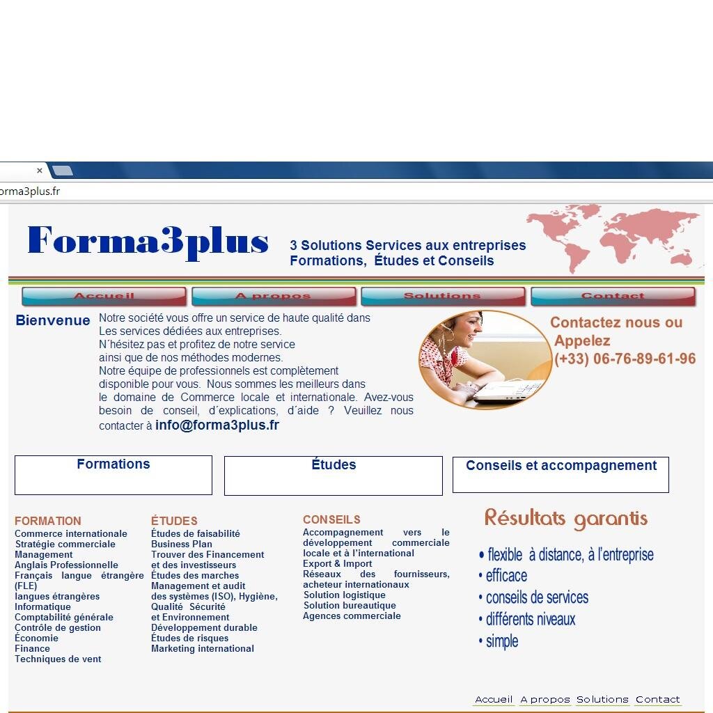 Forma3plus is a company situated in France and presents different services for entreprises, export and import to and from europe, middle east, Africa,