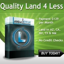 Land for sale in AZ,TX, NM, NV and California. We finance for $129 per month with NO credit checks. Visit us today and begin investing in your future...