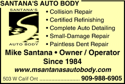 auto_bodyrepair's profile picture. Call Mike Santana of Santana's Auto Body Shop 503 W. California St., Ontario California 91762 when your in a jam 909-988-6905