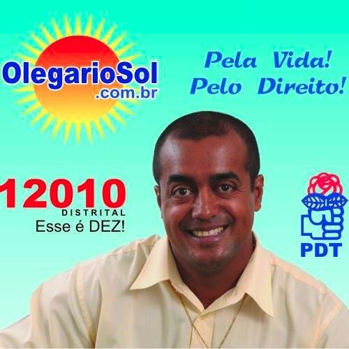 Olegário Sol, Policial Civil, empreendedor, graduado em Informática e  Direito, casado e pai de duas filhas. Mineiro, veio para o DF com um ano de idade.
