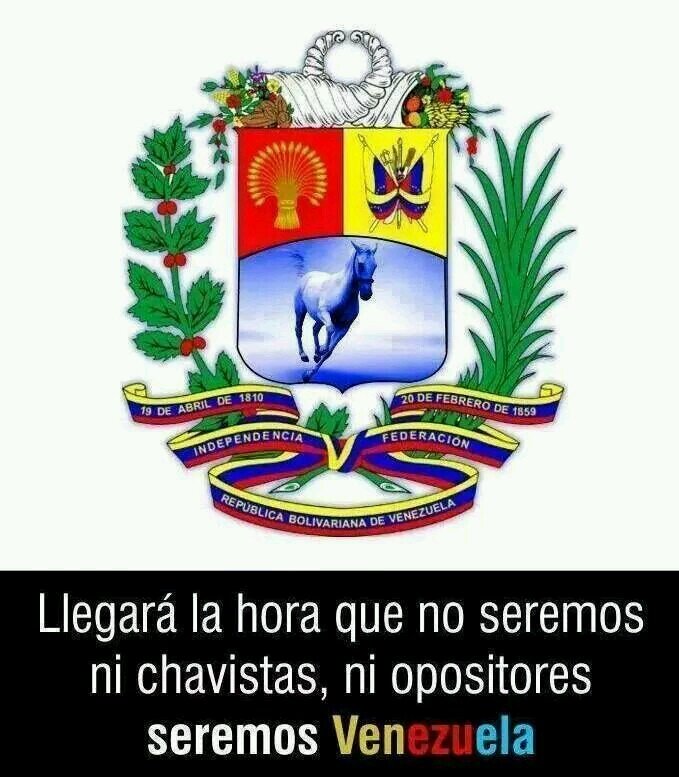 Anhelante de nuestra Venezuela Bonita, Prospera, Alegre, Decente, Trabajadora con sus virtudes y defectos pero unida como hermanos TODOS...Asi sera!!! ̣̣