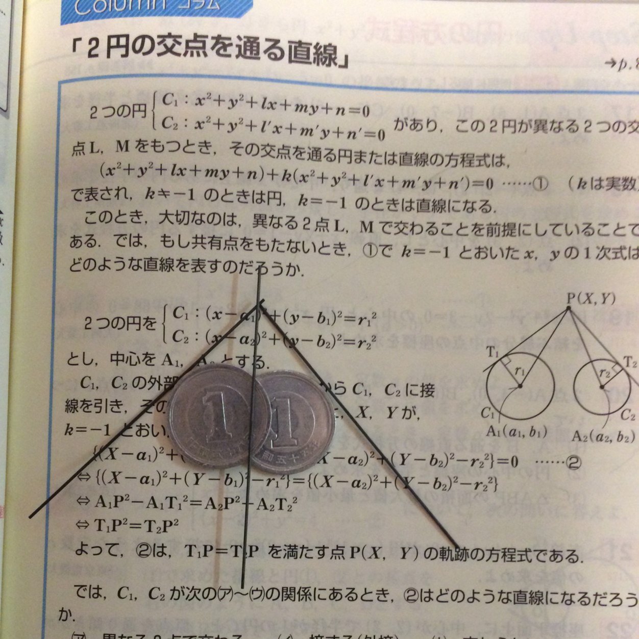 2円の交点を通る直線 Twitter