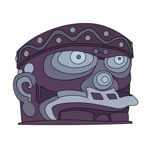 Hermosa cabeza Olmeca, esculpida por los indios mesoamericanos hace mas de 3000 años.