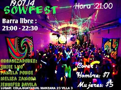 Este 19 de julio no te pierdas SOW FEST- organizadores: @jinjieluo @pamelaciccone @melissaszamora https://t.co/SdD5Fl3qZk
