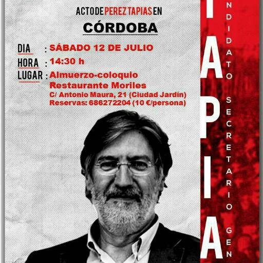 Perfil de apoyo de la Provincia de Córdoba a Pérez Tapias. Ponte en contacto con nosotros en:
cordoba.joven.tapias@gmail.com
#TapiasOtroPSOE #Coherencia