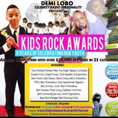 Demi Lobo's KIDS ROCK AWARDS 26 Categories Contact: KidsRockAwards@gmail.com or Nominate @ http://t.co/V223QbPkXS