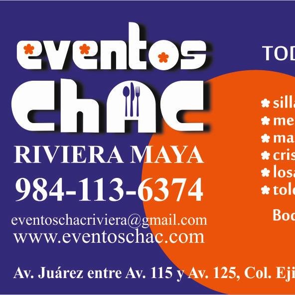 9841130004 , 9841136374 empresa especializada en org de bodas, eventos renta de equipo calle 2 norte entre 85 y 90 Av col ejido eventoschacriviera@gmail.com