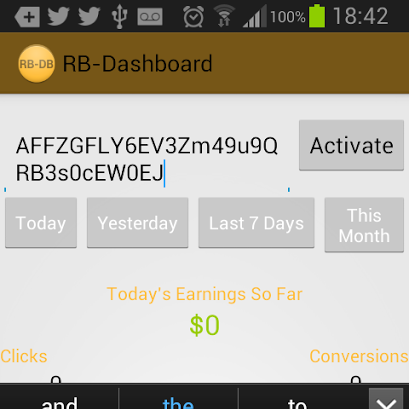 RB-DashBoard is an app for RushBucks Binary Options Affiliates. Affiliates can easily track their earning, For that day, the previous day, Last 7 days and that