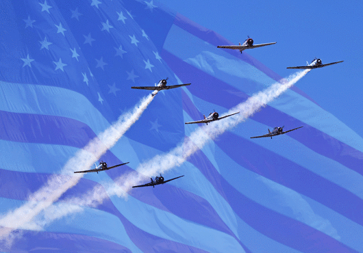 We proudly fly WWII North American AT-6 airplanes in formation over parades, memorial services and events commemorating veterans. We are a 501 C 3 Organization.