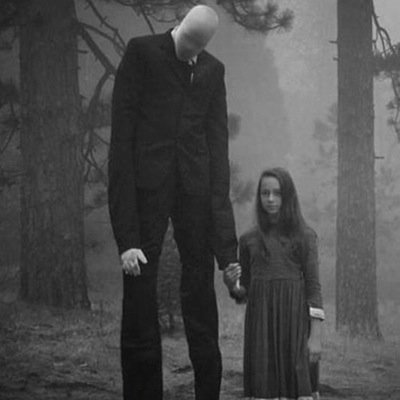 A tall faceless entity that watches humans enter his woods, hours of stalking and static