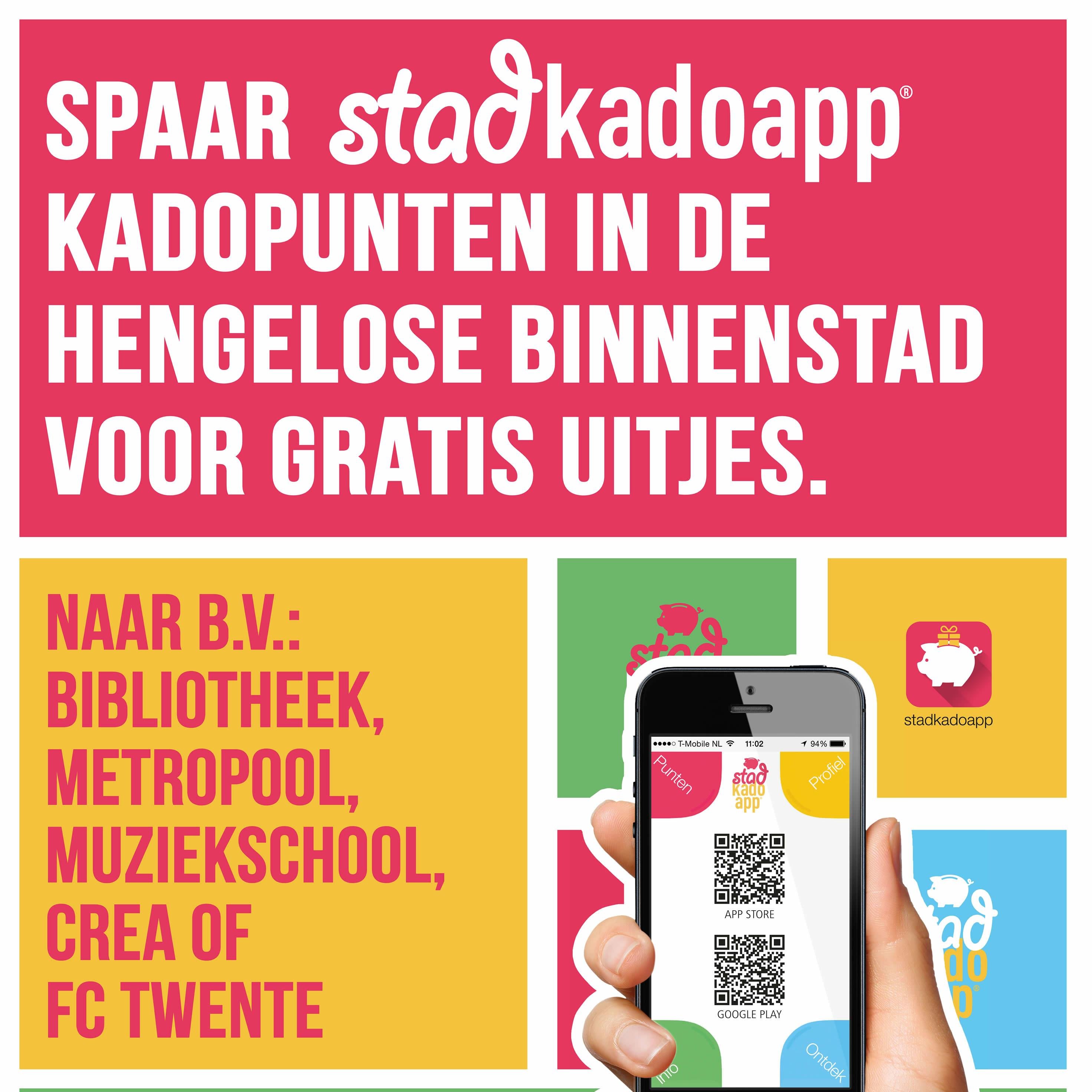 Punten spraren voor gratis toegangskaarten en workshops. Bij winkeliers in de binnenstad. Simpel spaarsysteem met je smartphone. Download de app.