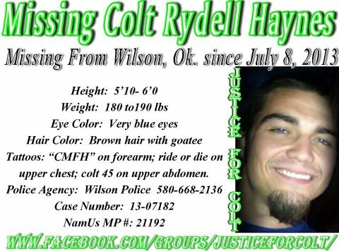 Colt Haynes Missing From Wilson Oklahoma