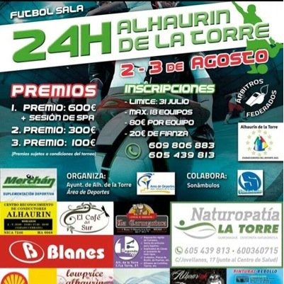 Marathon Fútbol sala 24 horas en Alhaurín de la Torre.   Info: 605 439 813