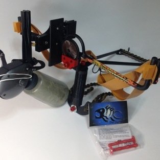 Looks like a Slingshot, Shoots like a Bow! Shoots Full size arrow. 175-200 fps. Magnum Slingbow approx. 55lbs Hunter Slingbow approx 65lbs Beast Slingbow 100+