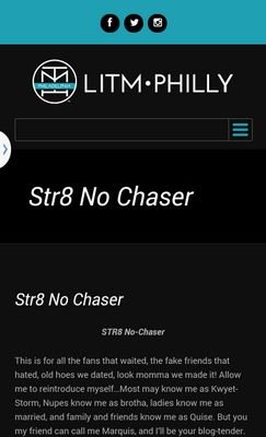 Str8 No-Chaser is a edgy, provocative blog that focuses on pop culture from an outside the box approach.