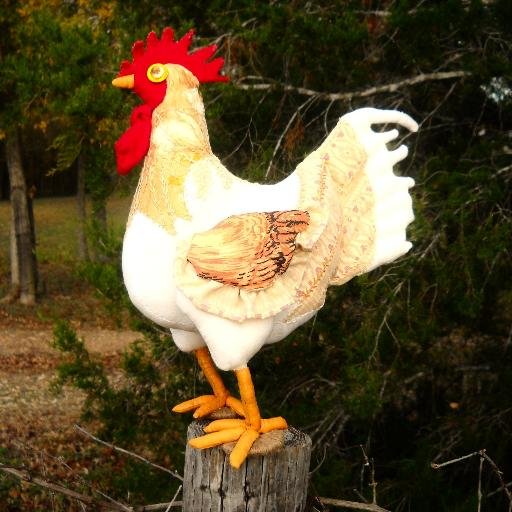 I make colorful pet chickens!  I also love to make macrame hangers in all colors.  I also do a lot of patchwork and quilting.  http://t.co/ij6idteytb