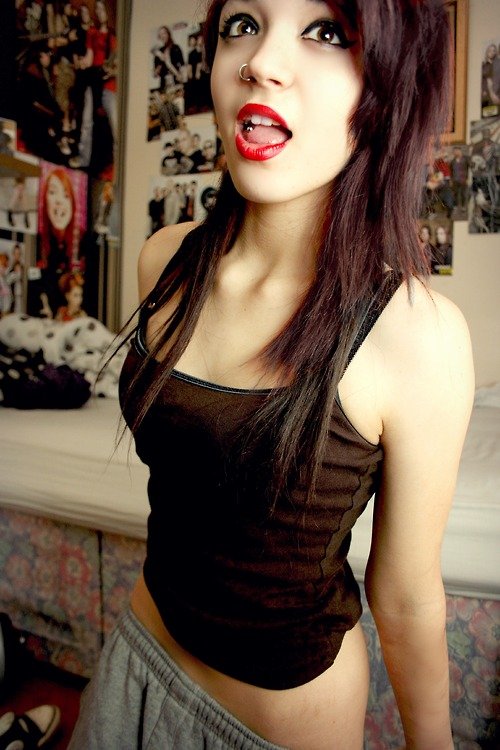 Girlfriend sissy brunette piercing