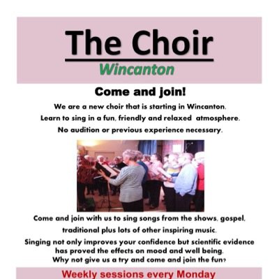 The Choir - Wincanton.
Singing for All, no audition, no experience just the desire to sing.