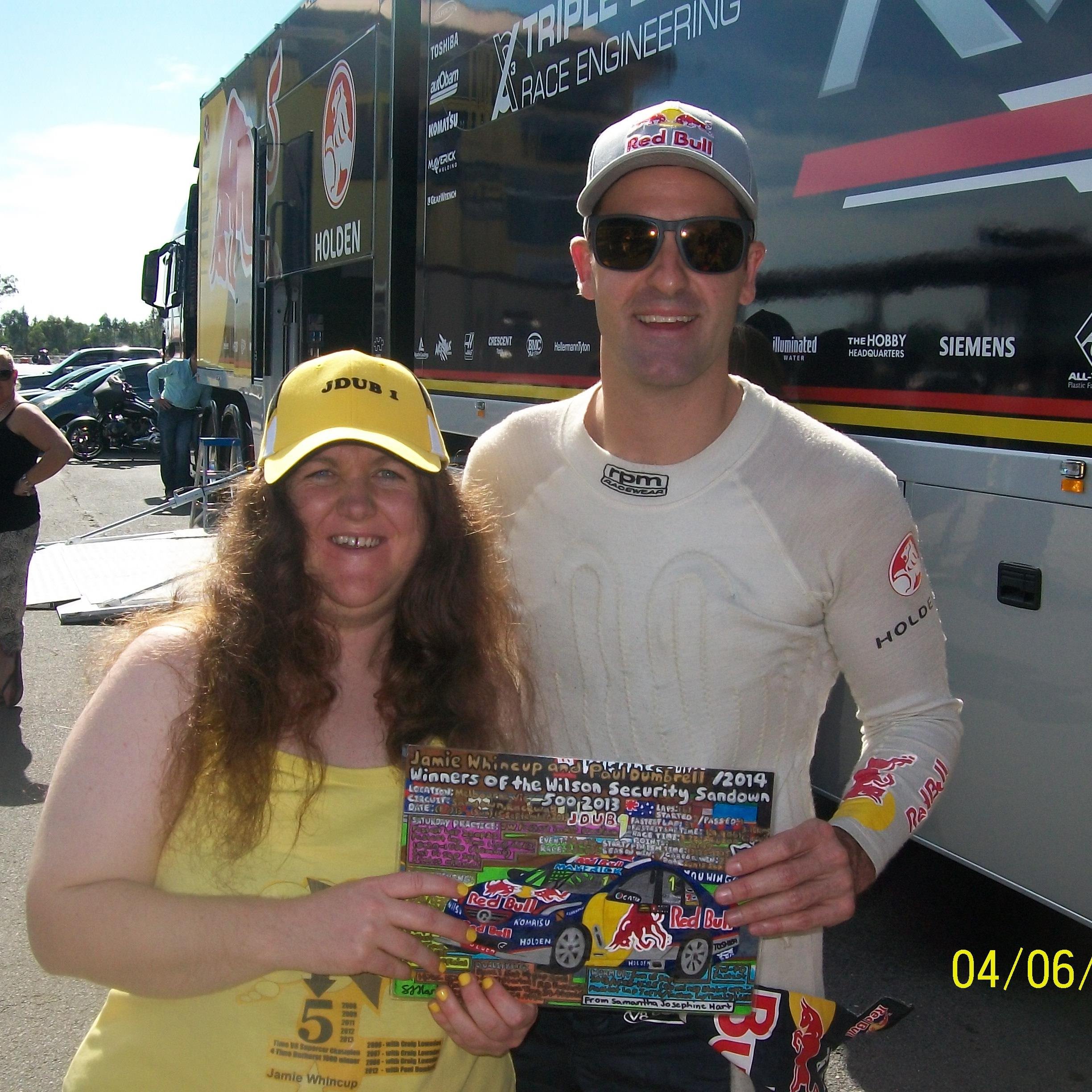 Hey Iam Samantha I live in Australia I love V8SC and Nascars fav drivers are, JDub and Ambrose. Iam a Vegetarian love drawing, planes and King of the Hill :-)