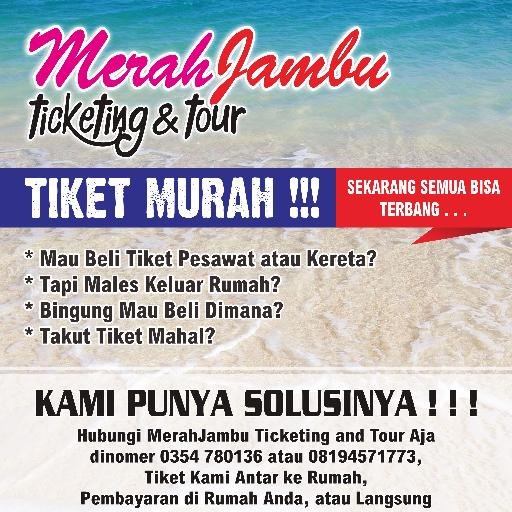 reservasi tiket pesawat terbang dan kereta api, Tour wisata. Domestik dan International. office :0354 780136,081233828716, WA: 082231774009, pin BB: 7D25787