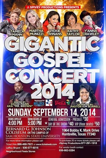 Gigantic Gospel Concert 2014.Tamela Mann, Vickie Winans, Martha Munizzi, Kathy Taylor, Y'Anna Crawley
