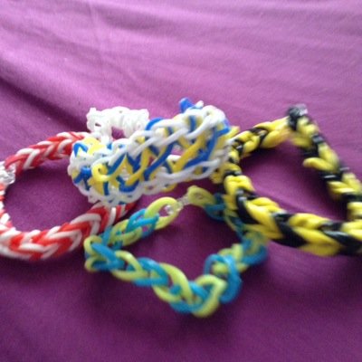Looms for sale from 30p upwards if you want one made send me a pic or colours then ill make it send you a pic and ill DM u the details on postage