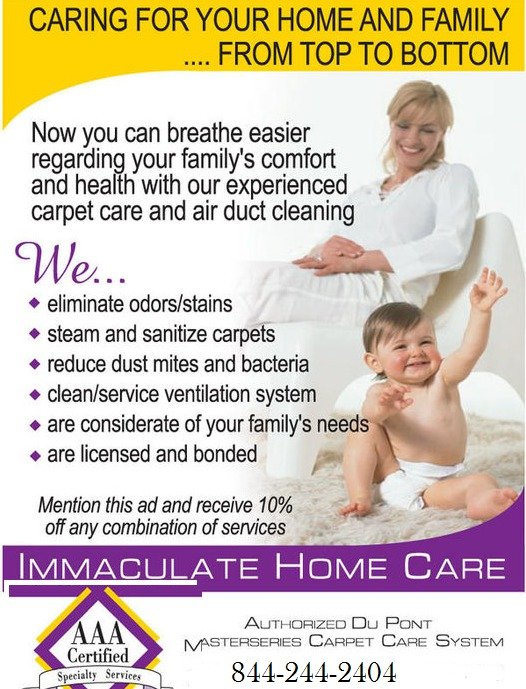 ImmaculateHCS's profile picture. Carpet cleaning/duct cleaning/tile cleaning/upholstery cleaning