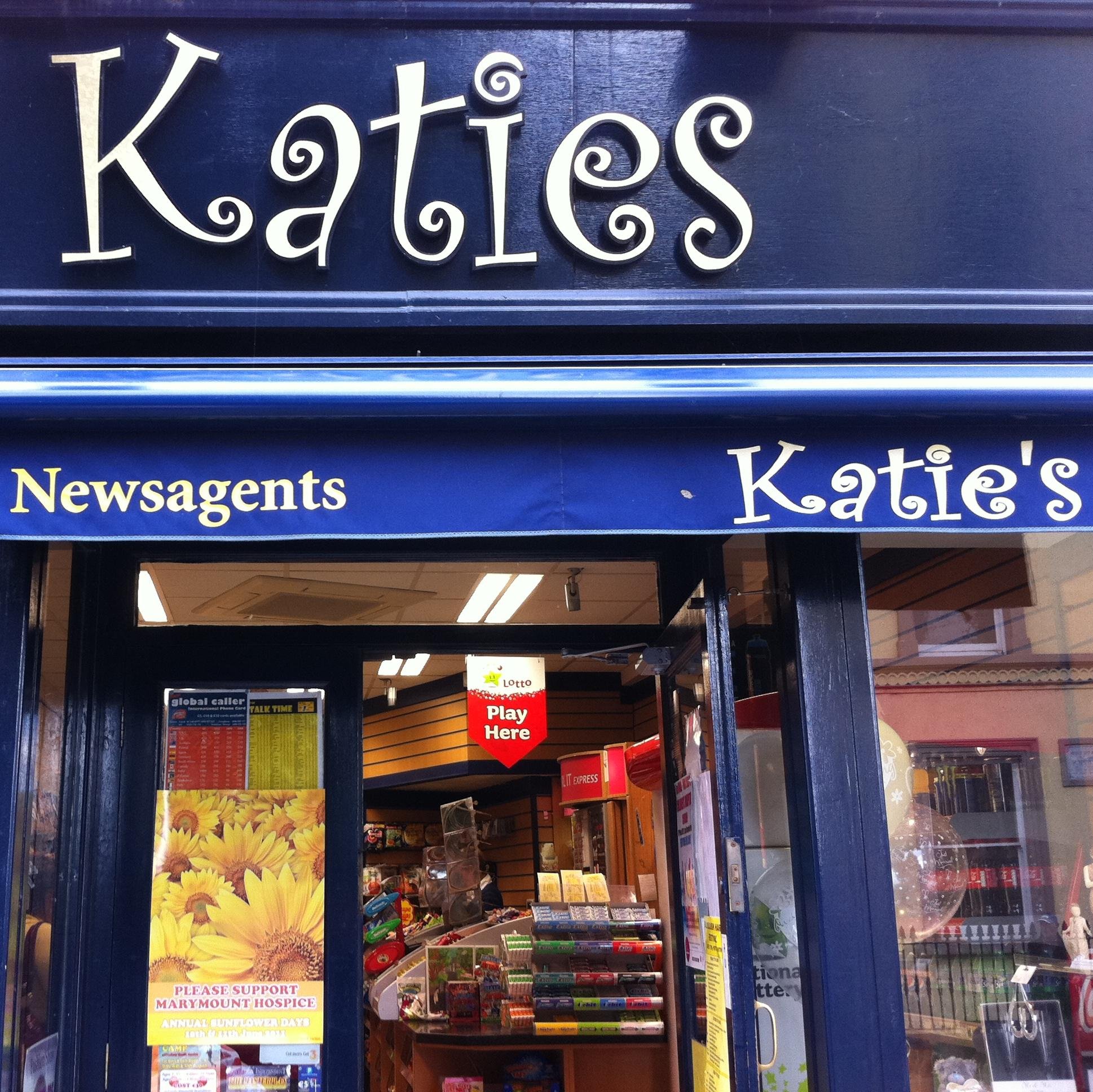 An Extensive Range of Greeting Cards, Carte Blanche Gifts, Helium Balloons Designs, Party Supplies, just a small example available at Katies Newsagents.