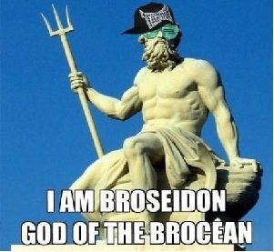 God of the sea, struggling to make ends meet as following is declining in size.

spend my says surfing and swimming with mermaids.