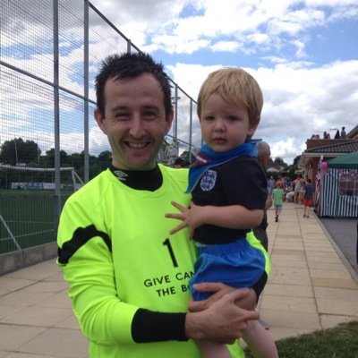 Proud father and husband and has football kicked at him every so often
