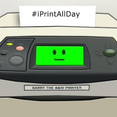 I'm Barry, a loyal, dedicated, hopeless romantic, sometimes grumpy,  B&W printer and #iPrintAllDay. Oh, and I hate cats that attack printers. Call me iPad.