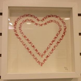 Handmade 3D art work in a variety of styles, including letters, short words, shapes, colours and patterns.