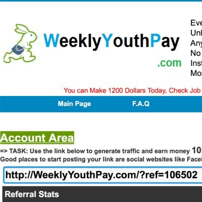 Ingin penghasilan tambahan dari rumah. Weeklyyouthpay solusinya.
Kunjungi link berikut. http://t.co/lCSWT6OFGs