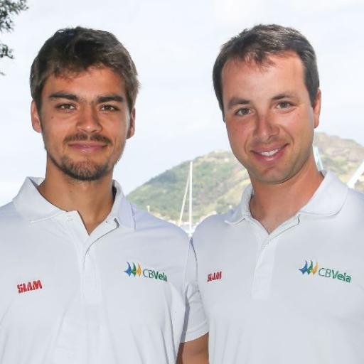 Geison Mendes e Gustavo Thiesen, equipe de 470 do @veleirosdosul, bicampeões brasileiros e tricampeões sul-americanos, rumo à vaga olímpica #Rio2016 ⛵