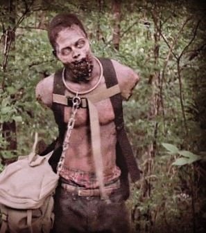 My hobbies include walking and moaning with my bud @right_walker, and being chained to trees. I miss my arms. #HighNub #ArmlessAndHarmless #TWDFamily
