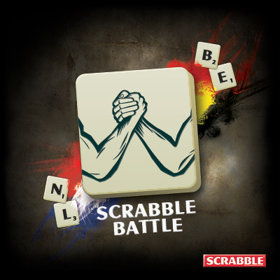 Gebruik de gegeven letters om je Scrabble Battle woord te maken.