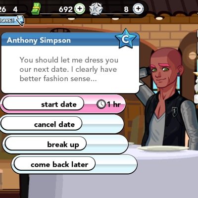 I post reactions and responses to the salty men and women you go on dates with on the kardashian game. 
Feel free to tweet any u have and i can feature them!