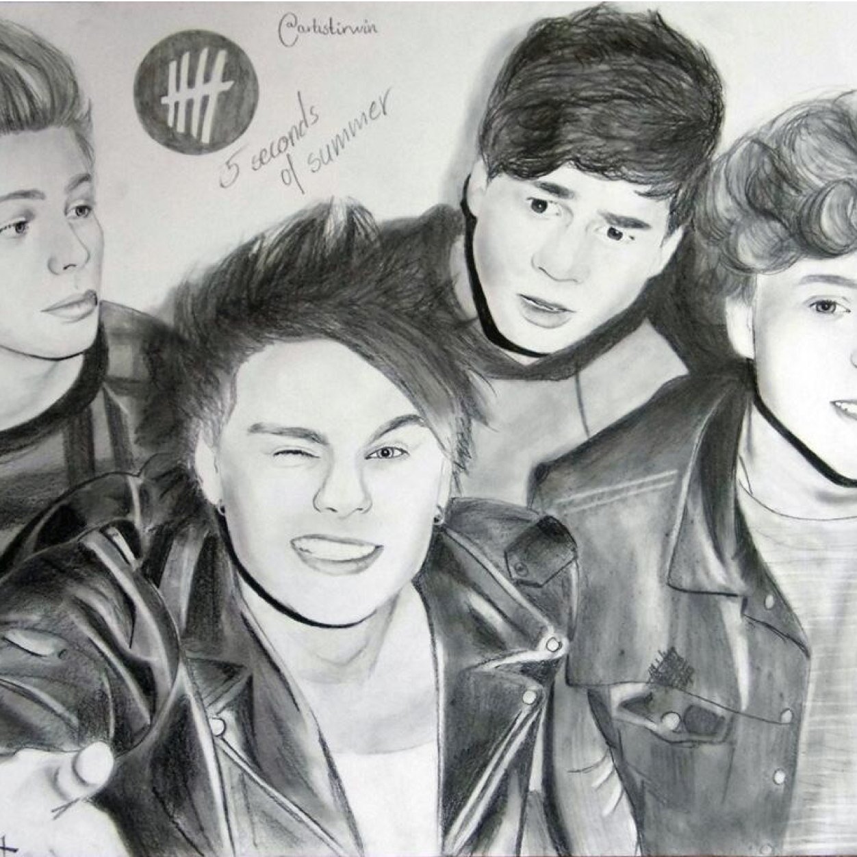 Luke , Calum , Michael and Ashton @5SOS #5SOS I LISTENED TO YOU GUYS TO SHUT UP MY DAUGHTER BUT ENDED UP LOVING YOUR MUSIC #followback