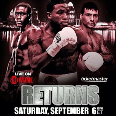 3x world champ Adrien Broner returns to Cincinnati, Oh on Sept 6th with other great local fighters. Promotional account only. Not AB.