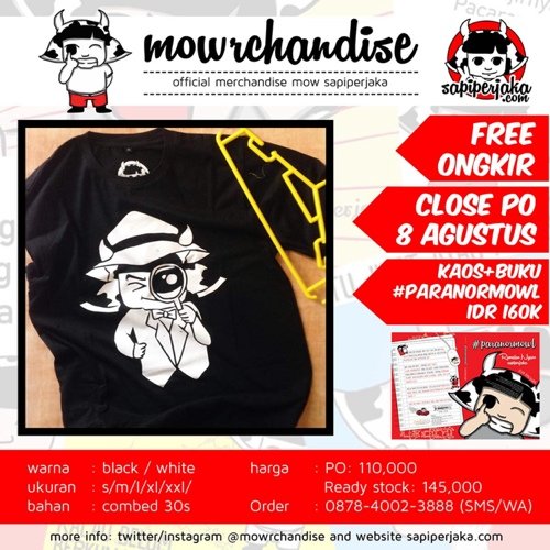 Official merchandise of mow @sapiperjaka

Buku #paranormowl, sketchbook, notebook, kaos, stiker, gantungan kunci, dll.

Order? 087840023888 (sms/wa)