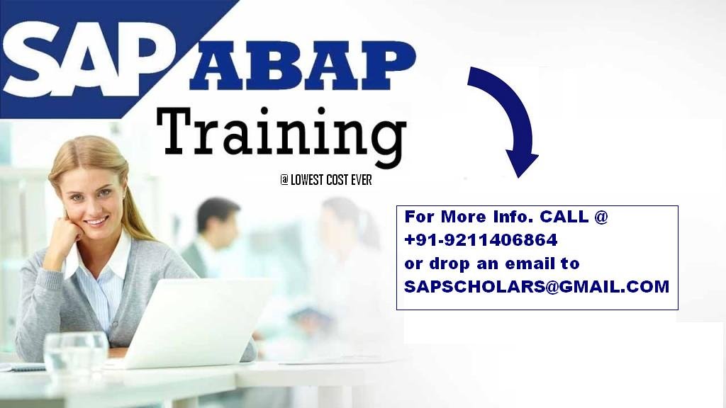 SAP ABAP
Training by a real time consultant @ Lowest cost ever.

“Become a SAP consultant by getting the best training in SAP ABAP & SAP Workflow.